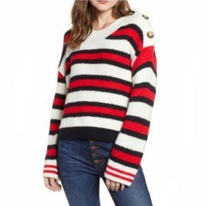 🆕️ BUTTON SHOULDER NAUTICAL STRIPED SWEATER